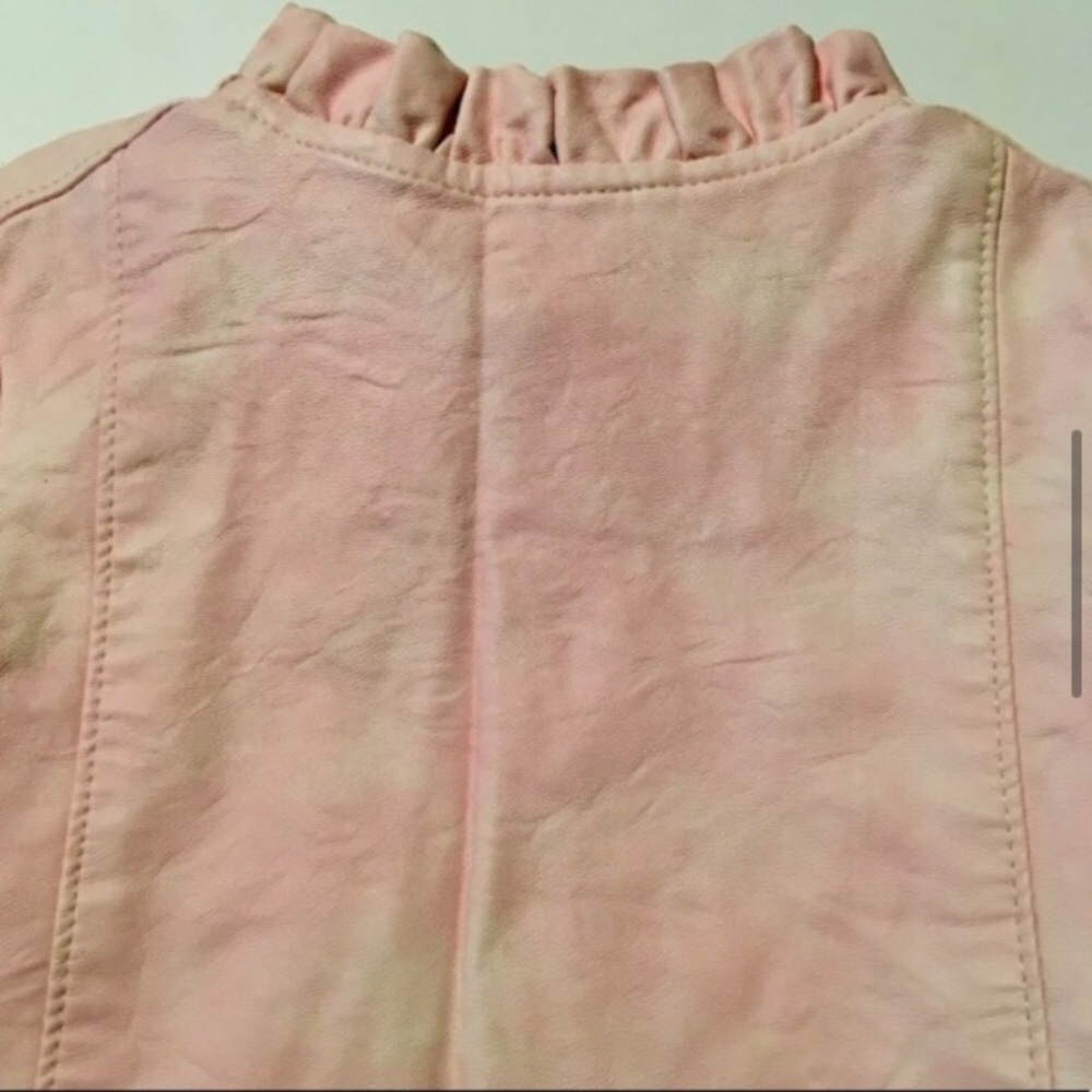 OshKosh Ruffle Moto Jacket Baby Pink Vegan Leather - Picture 6 of 8